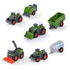 Dickie Toys Fendt Micro Team 9 cm — ensemble de tracteurs avec remorque, Fendt original, sélection aléatoire, pour enfants 
