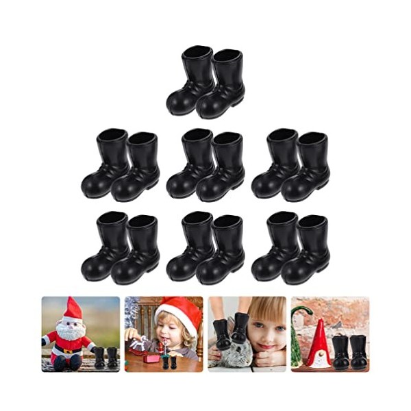 jojofuny Lot de 14 paires de mini chaussures de Père Noël - 3,5 cm - Modèle de mini chaussures de Père Noël - Jouets pour Noë
