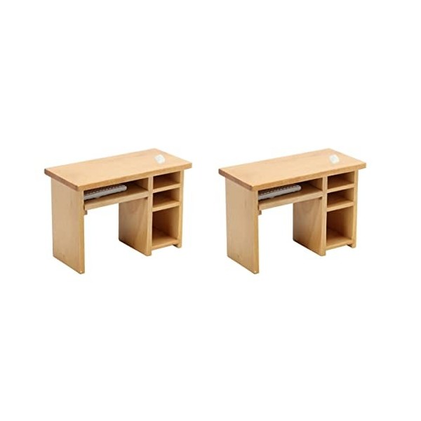 ibasenice Jouets Miniforce de 2 1 12 Maison de Poupée Miniature Table en Bois Maison de Poupée Bureau D Ordinateur 1 12 éche