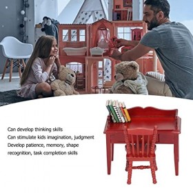 Livre de Chaise de Bureau Miniature, Bureau et Chaise Miniatures 1/12, Meubles de Maison de Poupée Miniatures Réalistes, Ense