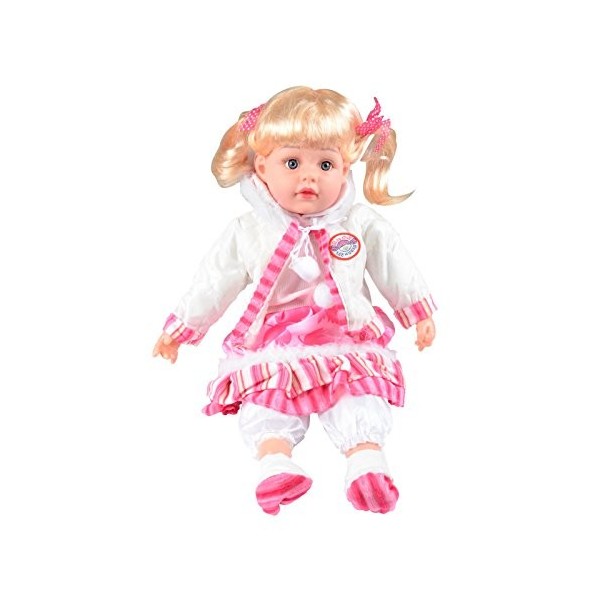 TOYLAND Filles Enfants 14 "Cute Sitting Doll - Veste Blanche avec Pink Bunny Le Jumper