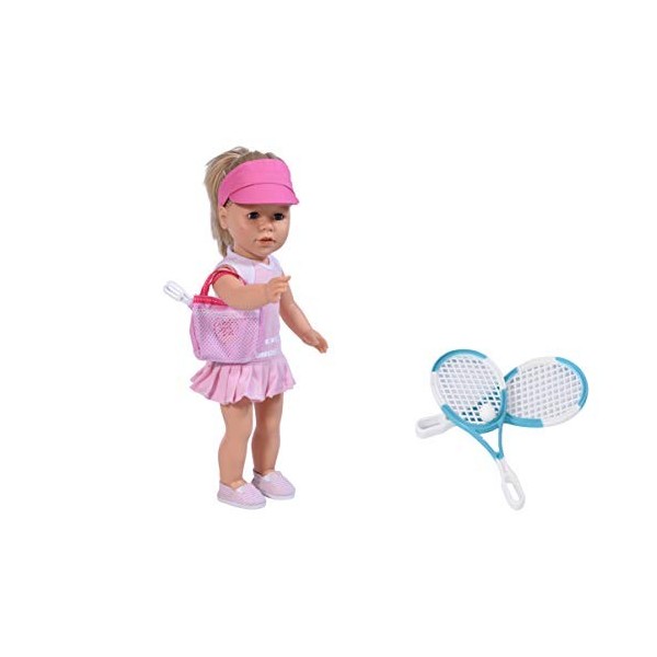 The New York Doll Collection Tennis Tenue pour 18 Pouces / 46cm Poupées - Comprend Raquettes, Robe et Poupée Blanc Casquette 