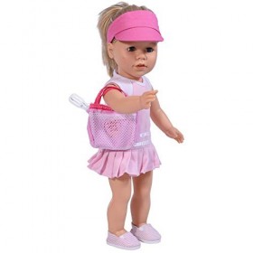 The New York Doll Collection Tennis Tenue pour 18 Pouces / 46cm Poupées - Comprend Raquettes, Robe et Poupée Blanc Casquette 