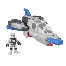 Imaginext Vaisseau spatial Hyperspeed Explorer et figurine articulée Buzz l’Éclair, Propulseurs et les Ailes mobiles, Jouet E