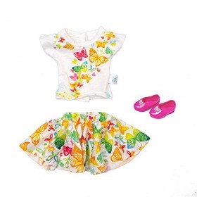 Uteruik Poupée noire de 35,6 cm - Poupée africaine américaine avec t-shirt imprimé papillon - Costume pour filles - Cadeau d