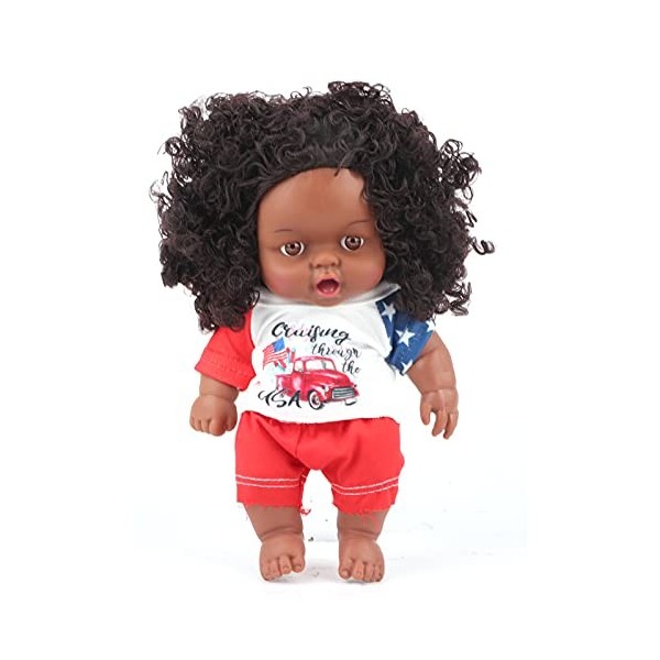 Vakitar Poupée simulée en Vinyle de 8 Pouces Africaine exquise Belle poupée de bébé de Peau Noire, pour la Maison, Cadeaux d