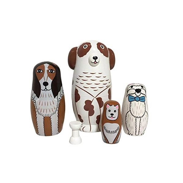 5 Pcs Poupée Chien Conception Artisanat de Collection Nidification Souhaitant Poupées Poupée Empilable pour La Maison Cadeau 