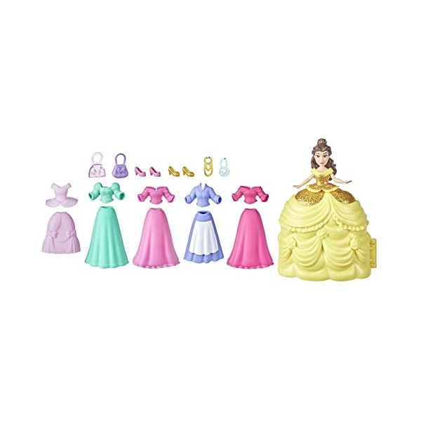 Disney Princesses Secret Styles, Mini Belle et Ses Tenues, Coffret poupée avec 6 Tenues, Jouet pour Enfants, à partir de 4 An