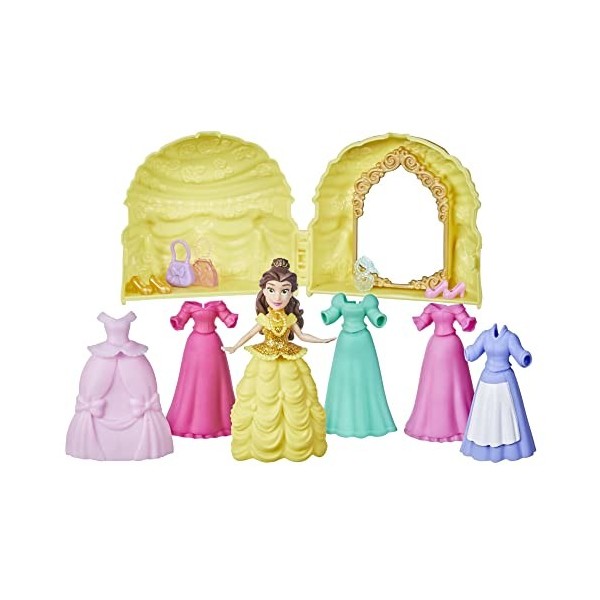 Disney Princesses Secret Styles, Mini Belle et Ses Tenues, Coffret poupée avec 6 Tenues, Jouet pour Enfants, à partir de 4 An