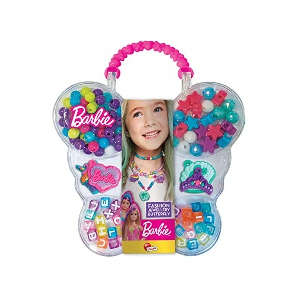 Lisciani - Barbie 1000 Bijoux - Kit de perles Pour Fabriquer Tes Bijoux - Loisirs Créatifs - Commode et Cadre Photo Inclus - 