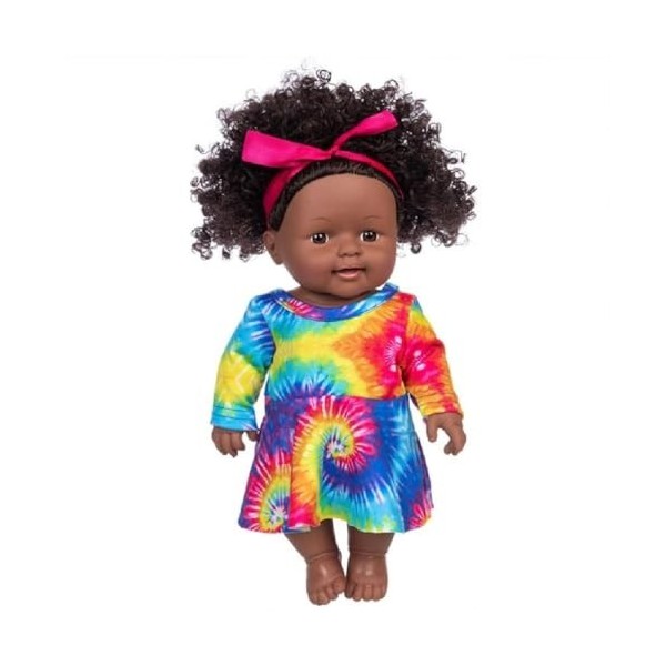 KieTeiiK Bébé Fille pour Poupée 12 Pouces Cheveux Afro Corps Entier Vinyle Peluche Artificielle pour avec Robe À Mode Infanti