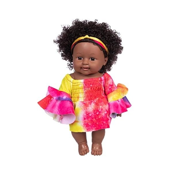 KieTeiiK Bébé Fille pour Poupée 12 Pouces Cheveux Afro Corps Entier Vinyle Peluche Artificielle pour avec Robe À Mode Infanti