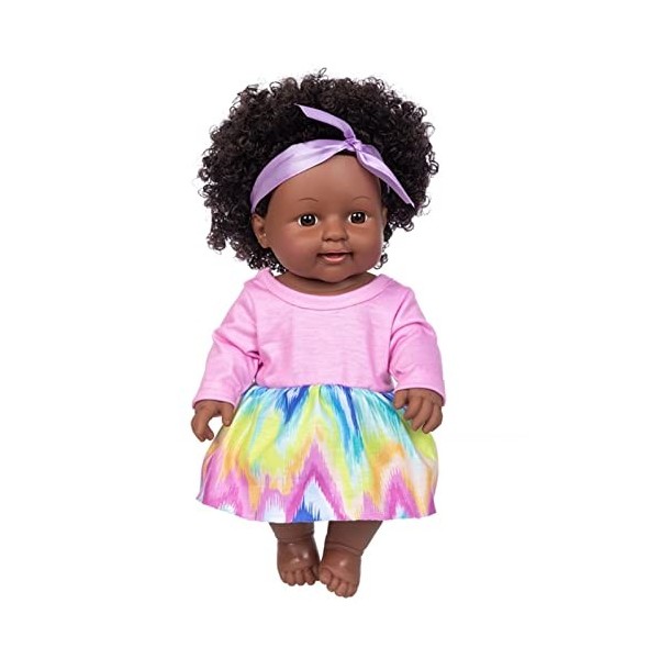 KieTeiiK Bébé Fille pour Poupée 12 Pouces Cheveux Afro Corps Entier Vinyle Peluche Artificielle pour avec Robe À Mode Infanti