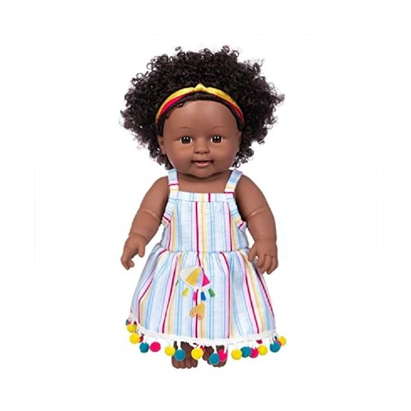 KieTeiiK Bébé Fille pour Poupée 12 Pouces Cheveux Afro Corps Entier Vinyle Peluche Artificielle pour avec Robe À Mode Infanti