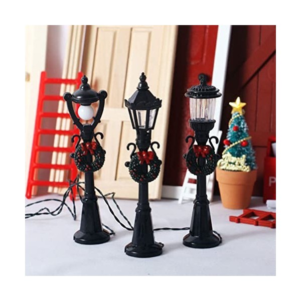 Vaguelly Lot De 4 Mini Lampadaires De Noël Miniatures pour Lampadaire Lanterne Maison De Poupée Petits Lampadaires pour Paysa