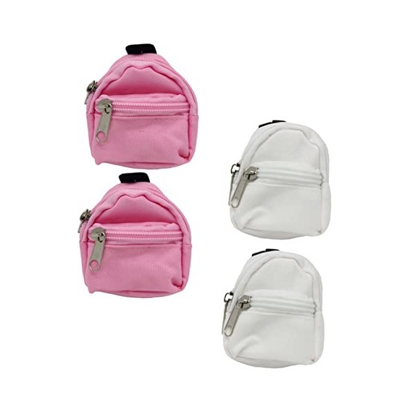 KOMBIUDA 4 Pièces Sac Décole De Simulation Sacs De Poupée Fille Porte-clés Sac à Main à Fermeture Éclair Sacs Daccessoires 