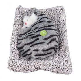 SUNGOOYUE Poupée de Chat Endormi Simulée, Poupée de Chat Endormi Simulée Mignonne Décoration de Jouet en Peluche Animal Sonor