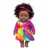 Rachlicy African Doll Reliste Girl Vinyl Tie Dye Coiffure Coiffure Black Baby Dol Dold Birthday Gift for Children Kids Toys