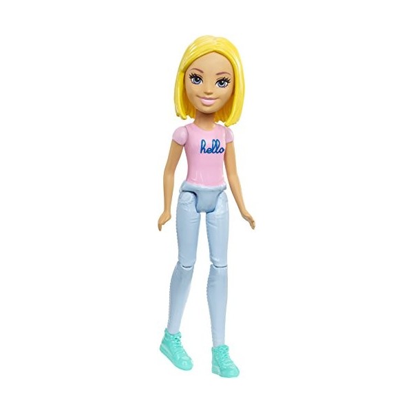 Barbie FHV73 On-The-Go blonde avec T-shirt Hello rose 