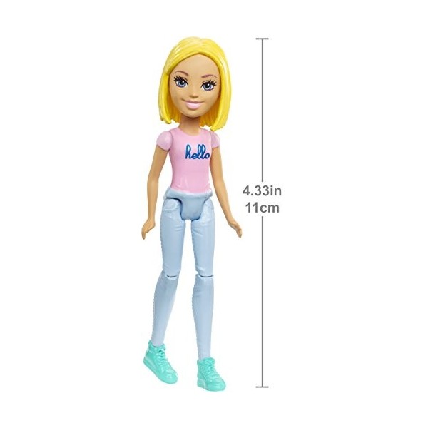 Barbie FHV73 On-The-Go blonde avec T-shirt Hello rose 