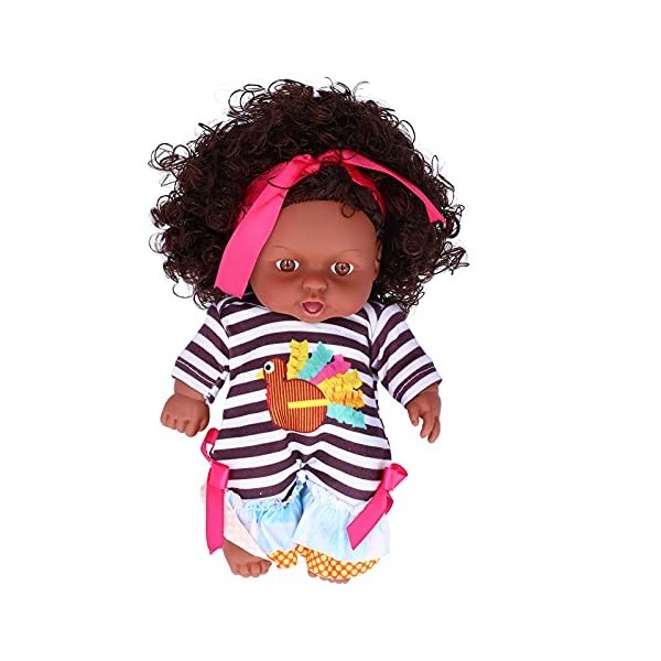 Vakitar 25cm/9.8in poupées Fille Africaine réaliste bébé Jouer poupée Enfants Enfants Enfant en Bas âge Jouet, pour la Maison