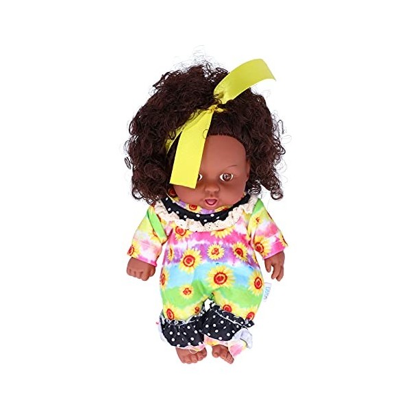Vakitar Poupées de Fille Africaine Noire Simulation Baby Play Doll Children Kids Toddler Toy, pour la Maison, Cadeau dannive