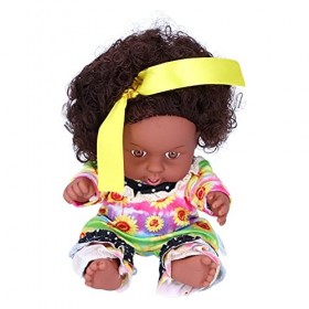 Vakitar Poupées de Fille Africaine Noire Simulation Baby Play Doll Children Kids Toddler Toy, pour la Maison, Cadeau dannive