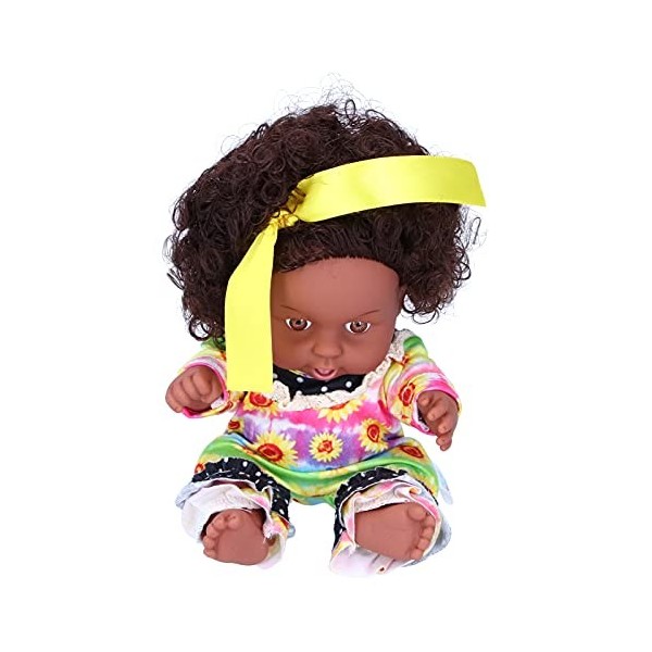 Vakitar Poupées de Fille Africaine Noire Simulation Baby Play Doll Children Kids Toddler Toy, pour la Maison, Cadeau dannive