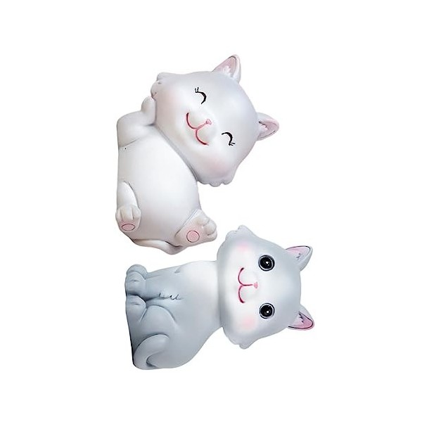 Totority 2 Pièces Statue De Chat Animal Mini Chat Figurines Bureau Décoration De La Maison Jouets pour Enfants Dessin Animé A