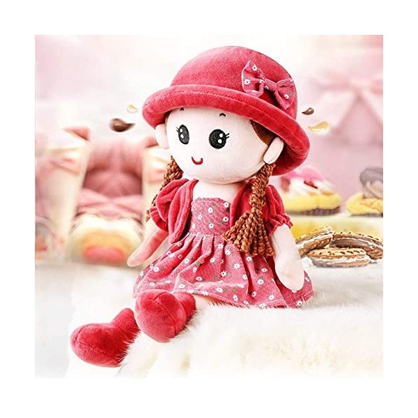 Qchomee Poupée de Chiffon Fille Mignonne Jouet en Peluche Bébé Douce Poupée Ornement Maison Mini-Princesse Chapeau et Vêtemen