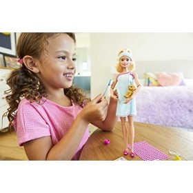 Barbie Bien-être coffret Spécial Spa avec poupée blonde, figurine chiot et 9&nbsp;accessoires, jouet pour enfant, GJG55