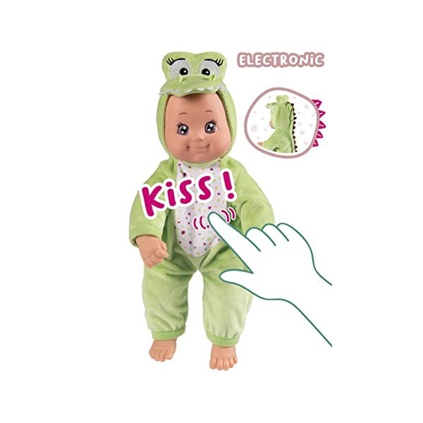 Smoby - Minikiss Poupon Crocodile - 30cm - Corps Souple - Piles Incluses - 210128WEB Vert