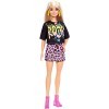 Barbie Fashionistas poupée mannequin 155 blonde avec tee-shirt rock et jupe léopard, jouet pour enfant, GRB47