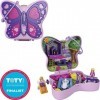 Polly Pocket Coffret Univers Le Jardin Papillon, mini-figurines Polly et sa maman, 5 surprises et 12 accessoires, jouet pour 