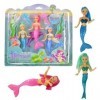 7 pièces Bath Time 3 poupées princesse sirène avec cheveux longs et accessoires, jouets imperméables sur le thème de locéan,