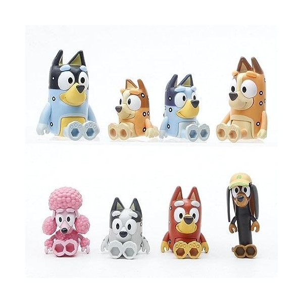 Joyes Bluey and Friends Lot de 8 figurines