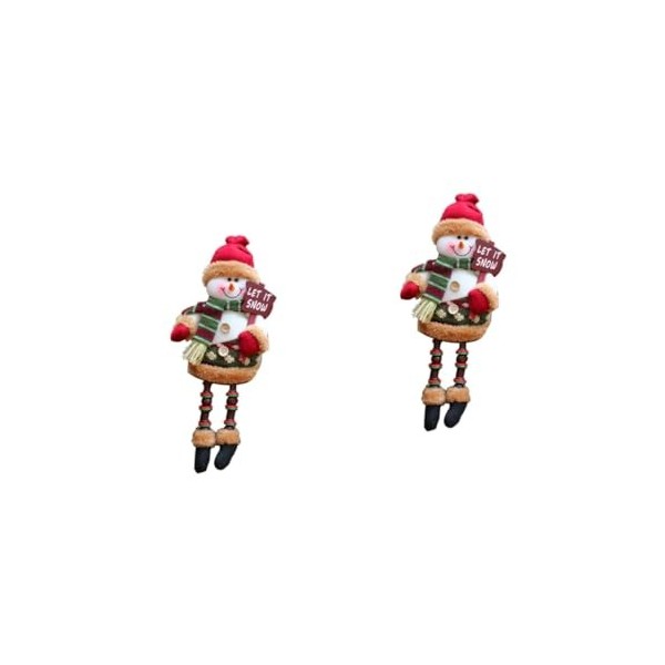 Totority 2 Pièces Décor De Vacances en Bois Assis Père Noël Bonhomme De Neige Rennes Jouets Poupées Figurines De Noël Figurin