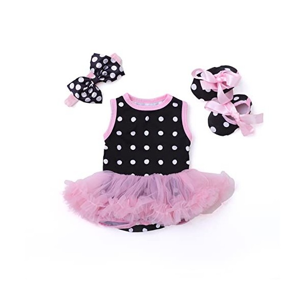 SYP Ensemble de 3 accessoires pour poupée Reborn de 45,7 à 55,9 cm, vêtements et accessoires pour fille avec nœud et bandeau,