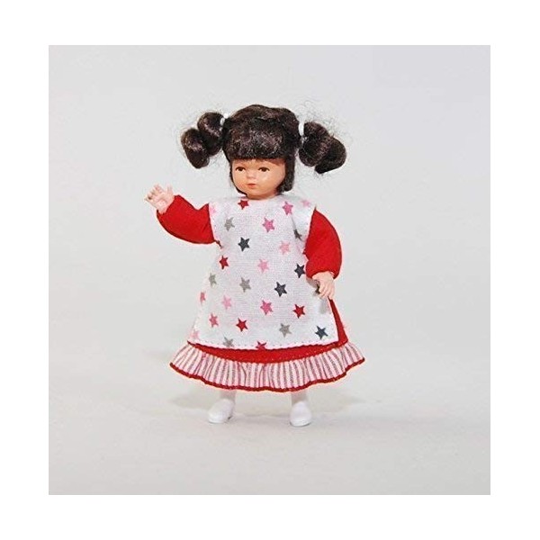 Caco 1070200 Poupée "Fille" 7 cm en Robe de star Poupée flexible 1:12 Maison de poupée