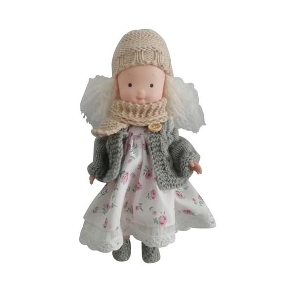 Qiuwaihei Doll Waldorf 9,5 Pouces de Dessin Doux poupées de Chiffon pour Filles avec Un Costume de Sombre Petite Adorable pou