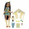 Monster High Poupée Cleo De Nile Avec Accessoires Et Animal De Compagnie, Poupée Mode Articulée, Cheveux Avec Mèches Bleues, 