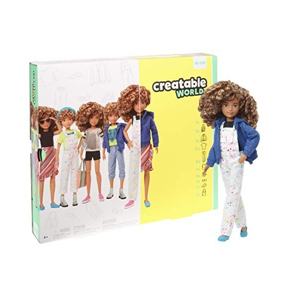 Mattel Creatable World Poupée à Personnaliser aux Cheveux Blonds Frisés, Vêtements et Accessoires, Jouet Créatif pour Enfants