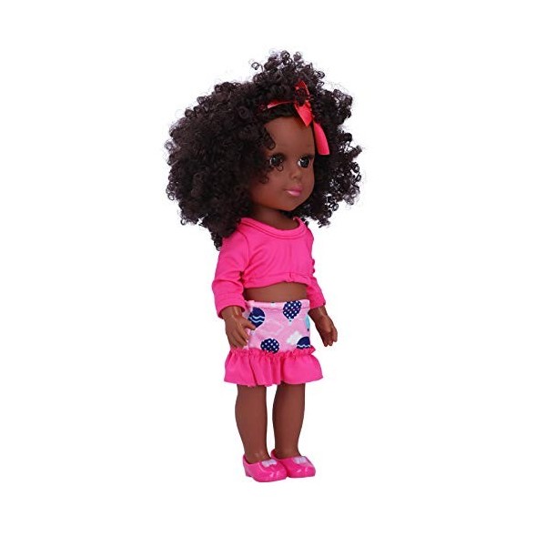 Poupée de Fille Africaine de 14 Pouces, Poupée de bébé Réaliste, Jouets éducatifs de Simulation, Accessoires de Poupées, Cade