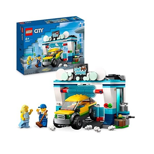 LEGO 60362 City La Station de Lavage, Jouet pour Enfants Dès 6 Ans, Garçons, Filles, Set avec Brosses à Laver Rotatives, Voit