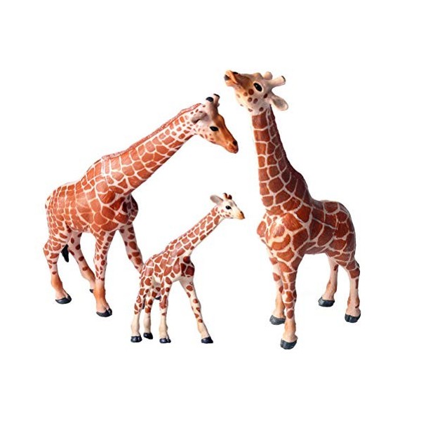 FLORMOON Lot de 3 figurines danimaux réalistes en plastique,Figurines de girafe,Modèle daction,Jouets éducatifs à faire soi