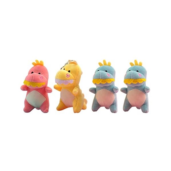 Toyvian 4 Pièces Porte-clés Poupée en Peluche Breloque Clé Animal Mini Dinosaures Voitures Jouets Pendentif Clé De Dessin Ani