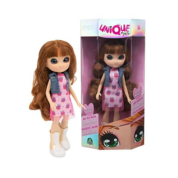 UNIQUE EYES - Poupée Articulée 25 cm avec Yeux Grands Magiques et Profonds Seignez Votre Regard, Sophia Fashion Doll, pour En