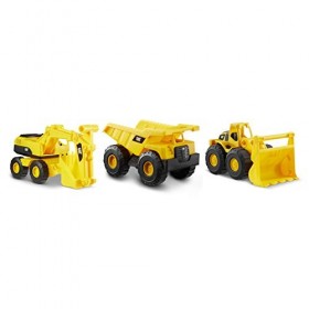 CATERPILLAR – Pack de 3 véhicules de chantier: Camion benne, Chargeur frontal et Excavatrice/Pelleteuse de 18 cm