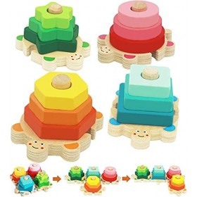 Goorder Jouet Enfant, en Bois 1 2 3 4 Ans, Jouet Montessori Bebe Jeux Educatif Géométriques Forme Stack Tri et Motricité, pou