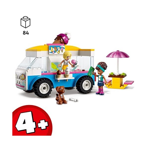 LEGO 41715 Friends Le Camion de Glaces, Jouet à Construire avec Figurines Chien, Véhicule et Mini-Poupées Dash et Andrea, pou